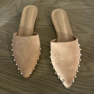 ShuShop Tan Studded Mules Elegant Slip-On Shoes